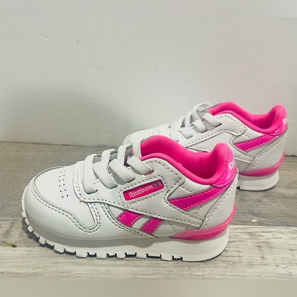 Reebok Classic Leather Pink and White Infants Light-Up  (Size: 5 and 6.5) - Picture 9 of 11